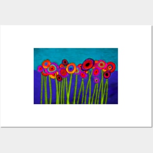 Flower Power Sixteen abstract flowers art Posters and Art